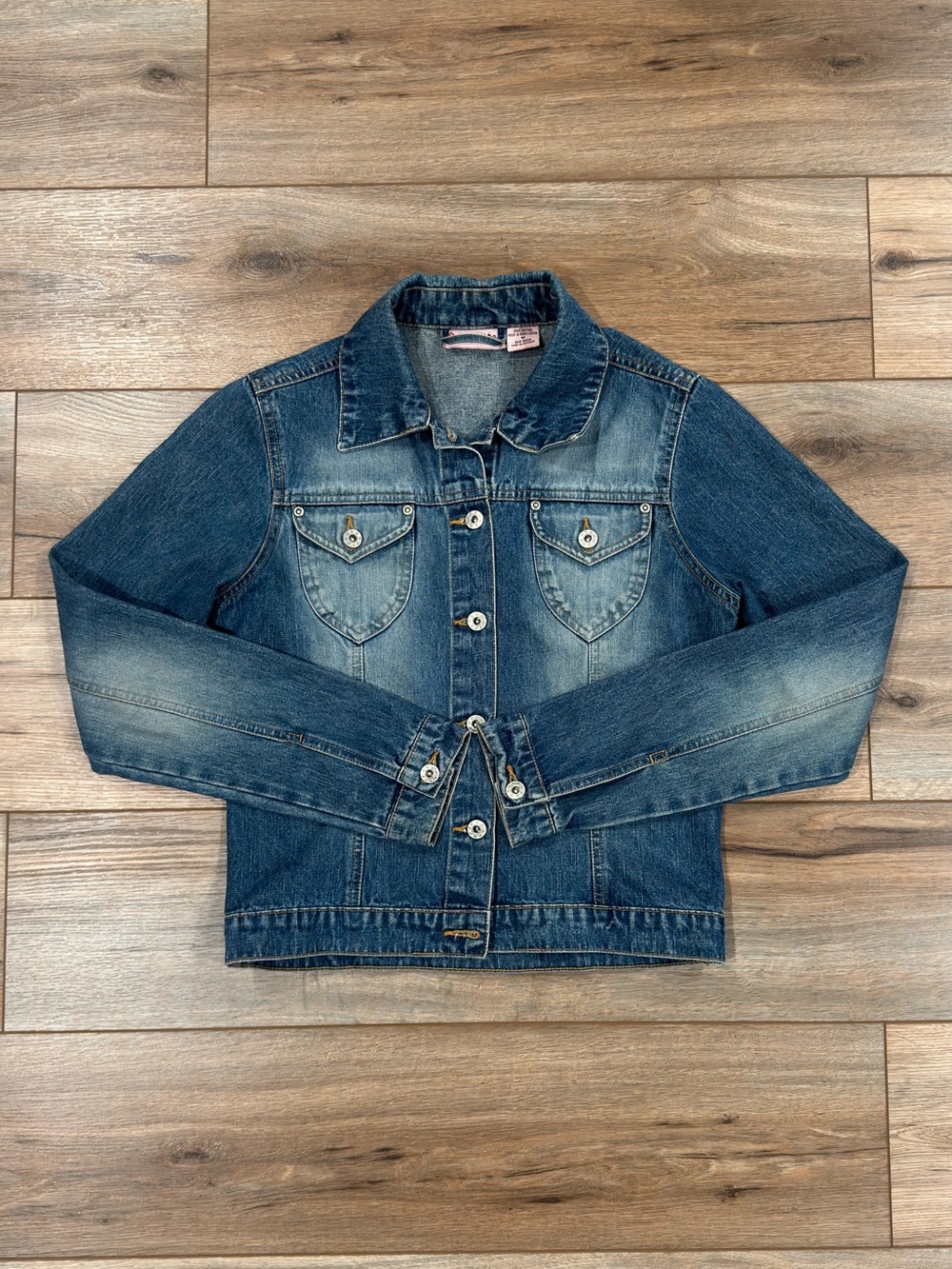 PERISCOPE Vintage 2000s Y2k Grunge Faded 100% Cotton Jean Jacket | Size Medium